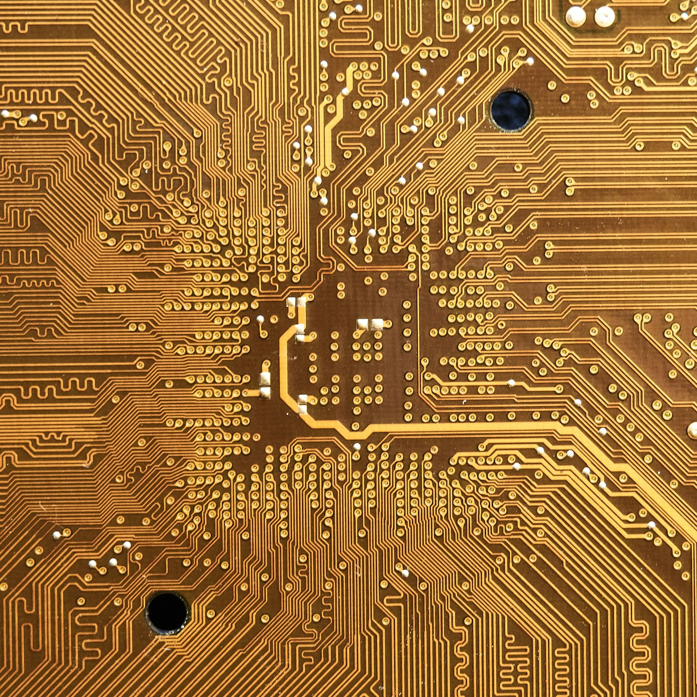 Macro of a gold printed circuit board